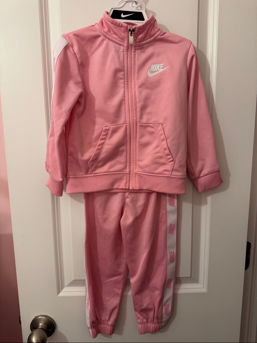 Nike Girls' Pink & White Track Set